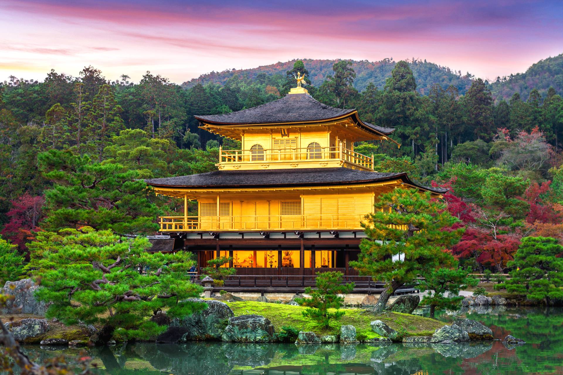 Pabellón dorado, Templo Tinkakuji, Kioto, Japón