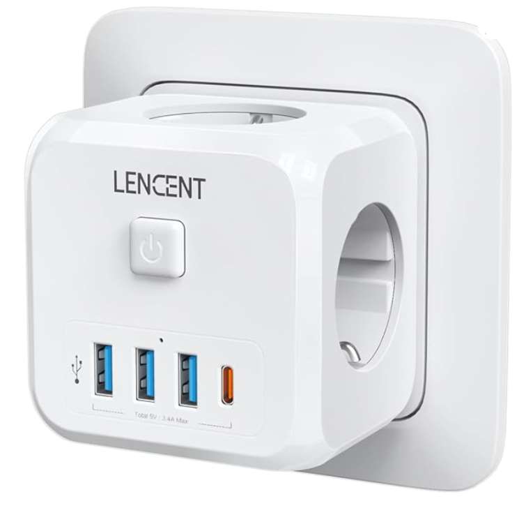 LENCENT Cubo Enchufe USB 7 en 1